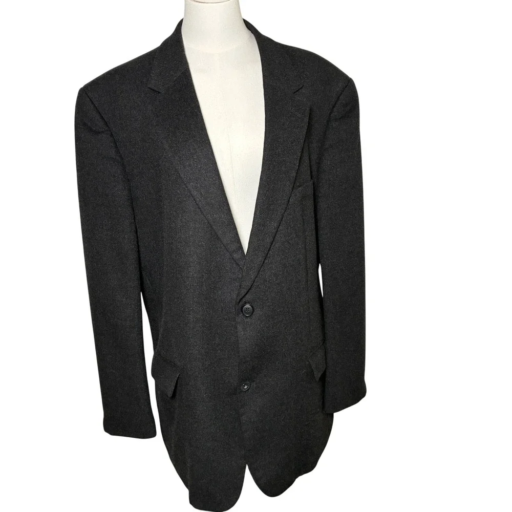 Club Room Black Wool Silk Cashmere Blazer 2 Button Sport Coat Mens 48L